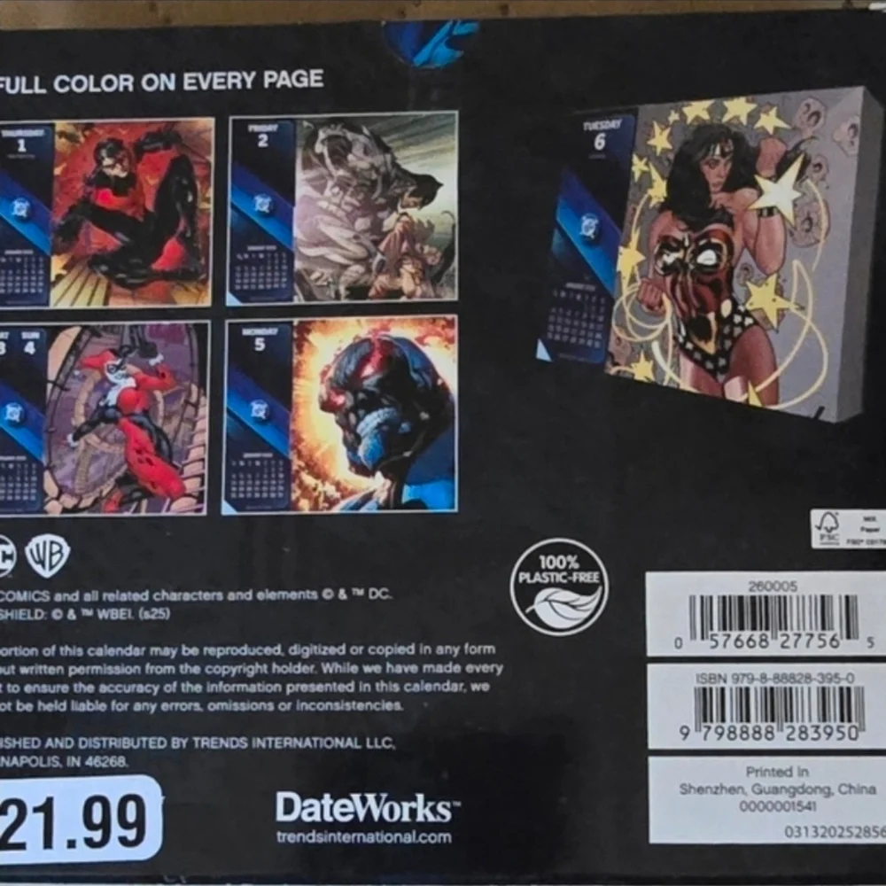 2026 DC Comics Superheroes Desk Calendar Batman Superman Wonder Woman Tear-off